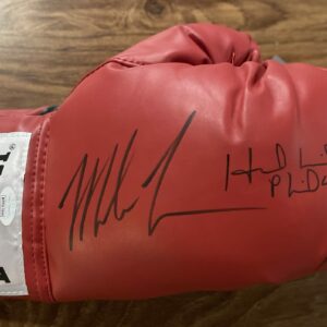 Mike Tyson & Evander Holyfield Autographed Red Everlast