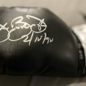 James "Buster" Douglas Autographed Boxing Glove Black 2-10-90 Inscription (JSA)